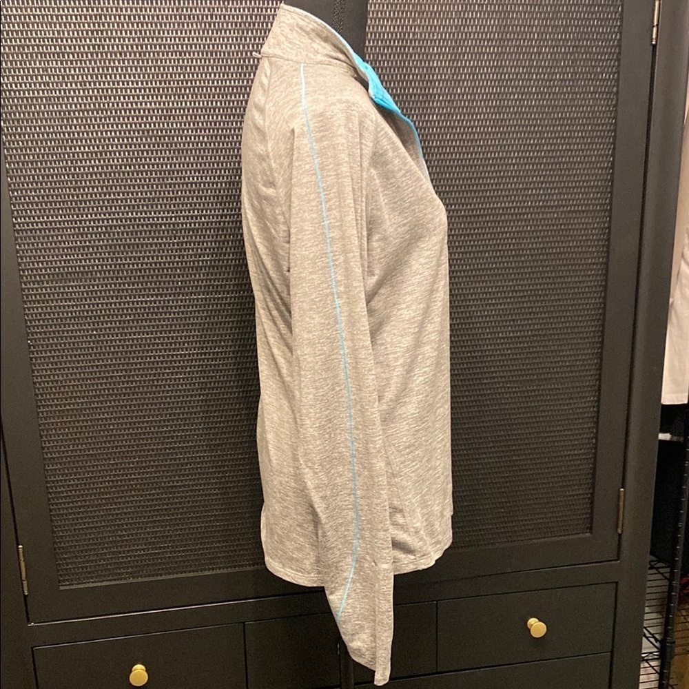 Nike Dri-FIT Pullover | Gray Half Zip Long Sleeve Fitted | Blue Accent | Size L - Picture 5 of 11